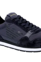 Sneakers tornacipő bőr hozzáadásával Emporio Armani 	sötét kék	