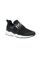 Sneakers tornacipő bőr hozzáadásával BOSS Kidswear 	fekete	