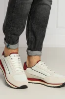 Sneakers tornacipő bőr hozzáadásával Armani Exchange ekrü