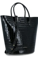 Bőr shopper táska Diana Croco Coccinelle 	fekete	