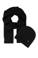 Woolen beanie + woolen scarf Zanta HUGO 	fekete	