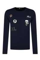 Kötött pulóver | Regular Fit Karl Lagerfeld 	sötét kék	