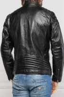 Bőr kabát GLAM ROCK BIKER | Regular Fit GUESS 	fekete	