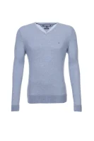 Plaited CTN Silk V-nk Sweater Tommy Hilfiger kék