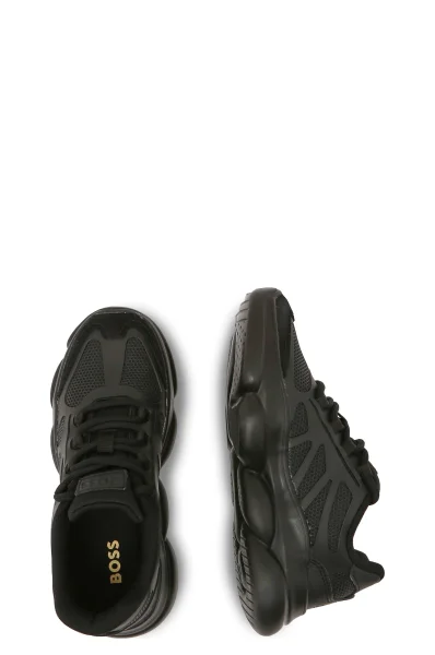 Sneakers tornacipő bőr hozzáadásával BOSS Kidswear 	fekete	