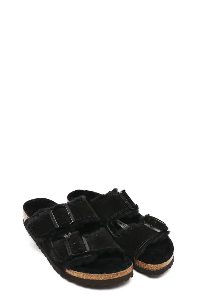 Bőr otthoni cipő Arizona FUR Birkenstock 	fekete	