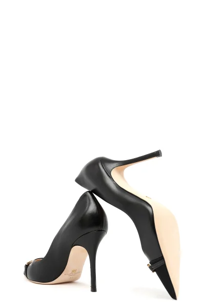 Bőr tűsarkú cipő Elisabetta Franchi 	fekete	