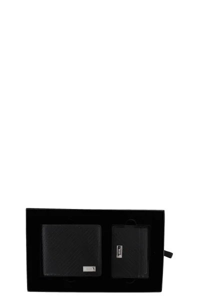 Bőr pénztárca + kártyatartó BOSS BLACK 	fekete	
