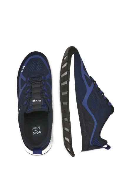 Sneakers tornacipő Titanium bőr hozzáadásával BOSS BLACK 	sötét kék	