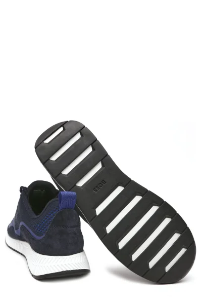 Sneakers tornacipő Titanium bőr hozzáadásával BOSS BLACK 	sötét kék	