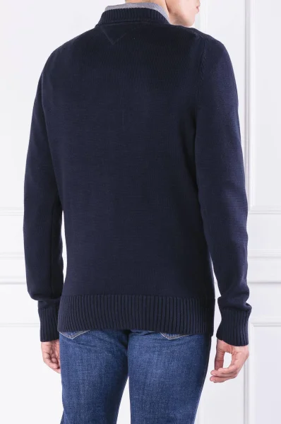 Kötött pulóver LOGO CNECK | Regular Fit Tommy Hilfiger 	sötét kék	