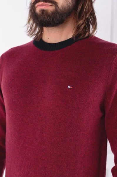 Kötött pulóver COLOR TIPPED | Regular Fit Tommy Hilfiger 	bordó	