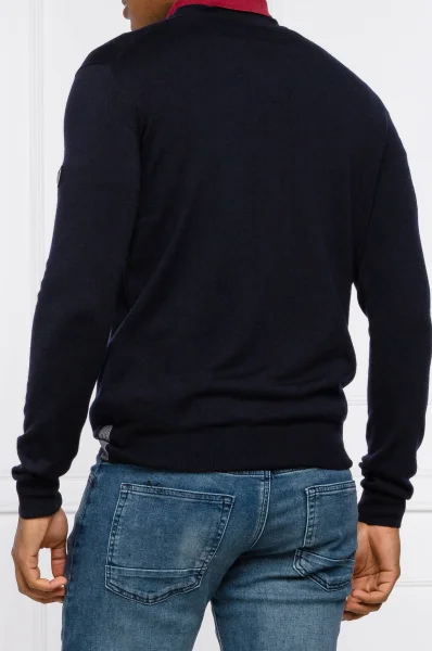 Gyapjú kötött pulóver | Regular Fit EA7 	sötét kék	