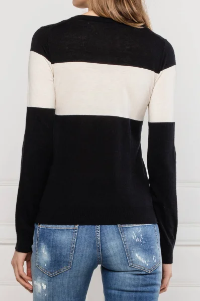 gyapjú kötött pulóver | regular fit selyem hozzáadásával N21 	fekete	