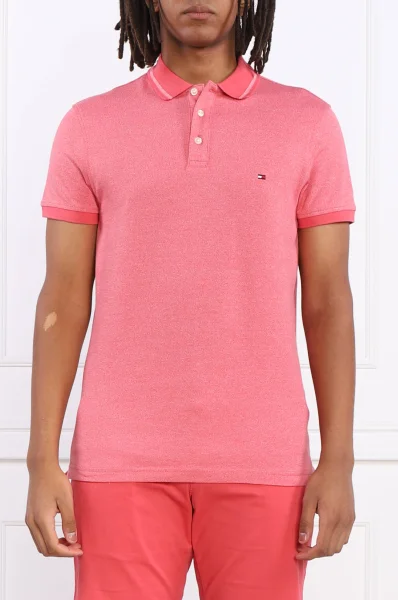 Fit Tommy Slim PRETWIST póló TIPPED MOULINE | rózsaszín | Hilfiger Tenisz