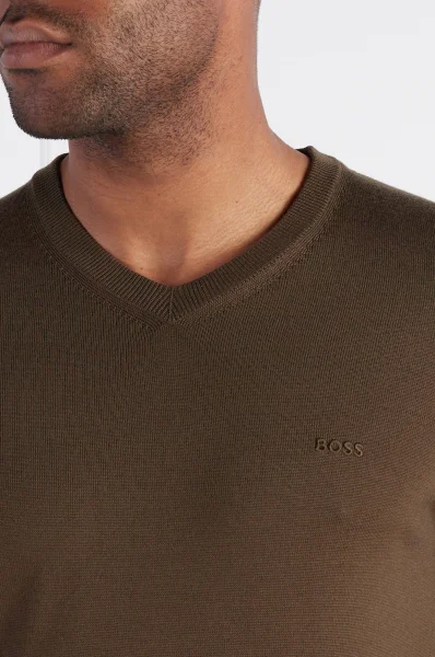 gyapjú kötött pulóver baram-l | regular fit BOSS BLACK 	khaki	