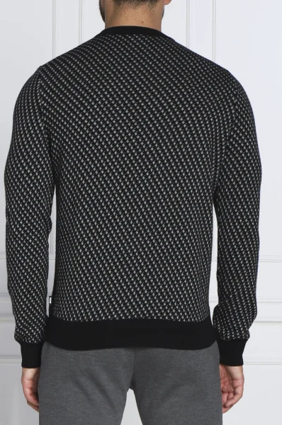 gyapjú kötött pulóver lacrimo | regular fit BOSS BLACK 	fekete	
