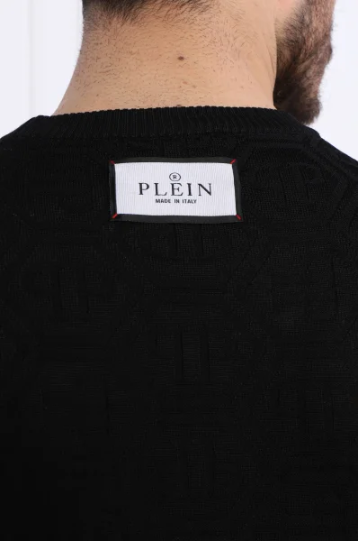 Kötött pulóver | Regular Fit gyapjú hozzáadásával Philipp Plein 	fekete	