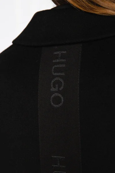 Gyapjú hosszú kabát Mylas kasmír hozzáadásával HUGO 	fekete	