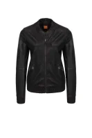 Leather jacket Jafani BOSS ORANGE 	fekete	